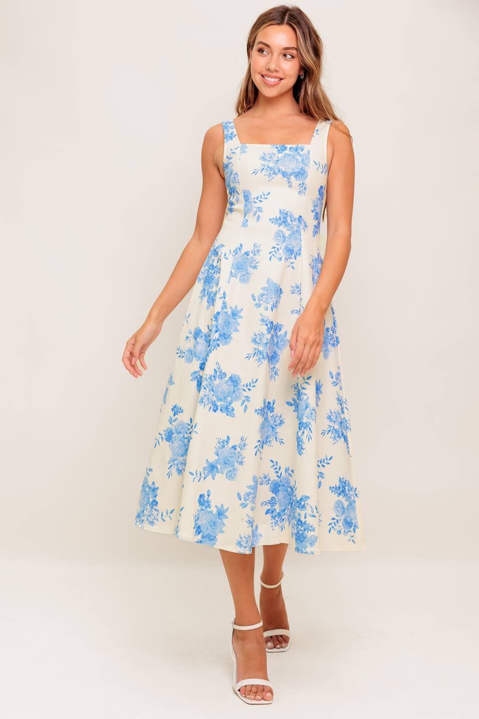 BLUEBELL BREEZE - BLUE FLORAL MIDI DRESS - FINAL SALE