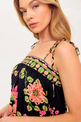 SUMMER GLOW FLORAL MAXI DRESS - BLACK