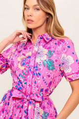PETAL PRESS - PINK & PURPLE FLORAL MIDI DRESS