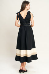 FOREST CHARM BLACK & CREAM MIDI DRESS