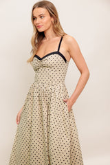 POLKA DOT PASSION MAXI DRESS - TAUPE