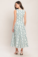 BLOOM COLUMNS BLUE FLORAL MIDI DRESS