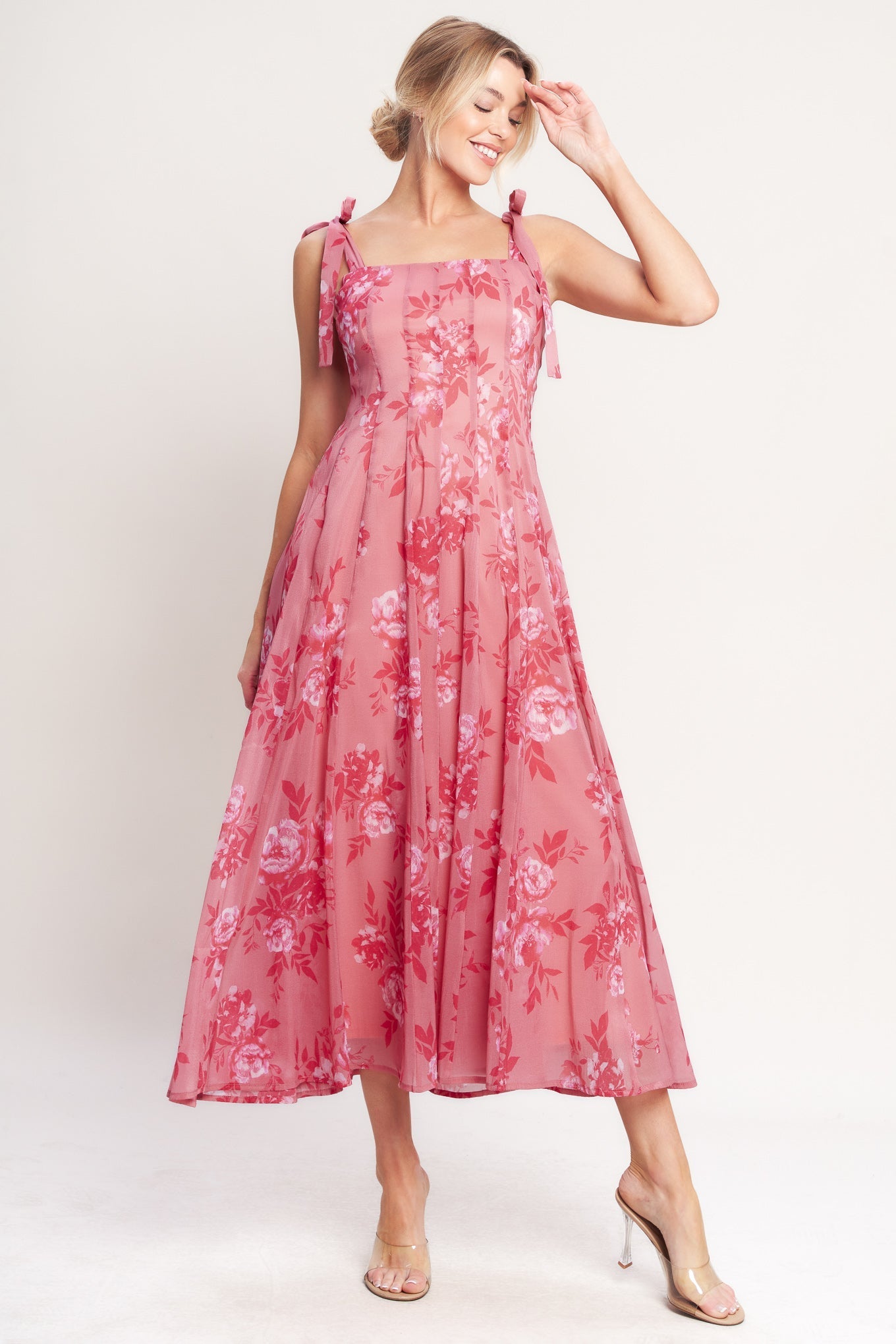 ROMANTIC CANOPY PINK MIDI DRESS - FINAL SALE