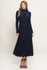 Size Small, VELVET GALAXY CHARM MIDI DRESS - NAVY - FINAL SALE