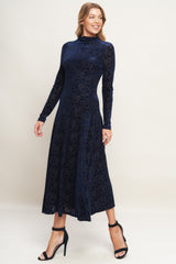 Size Small, VELVET GALAXY CHARM MIDI DRESS - NAVY - FINAL SALE