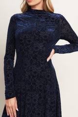 Size Small, VELVET GALAXY CHARM MIDI DRESS - NAVY - FINAL SALE