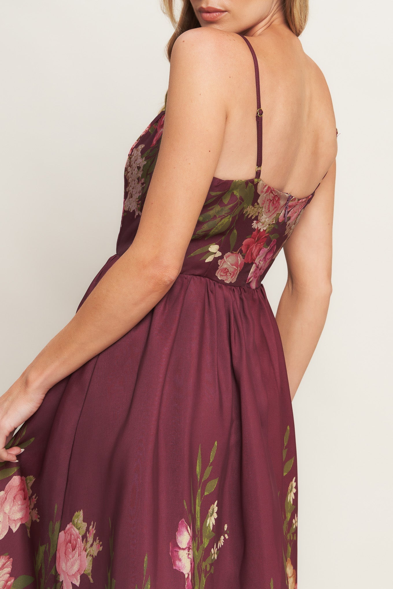 SECRET GARDEN ROMANCE BURGUNDY MAXI DRESS - FINAL SALE
