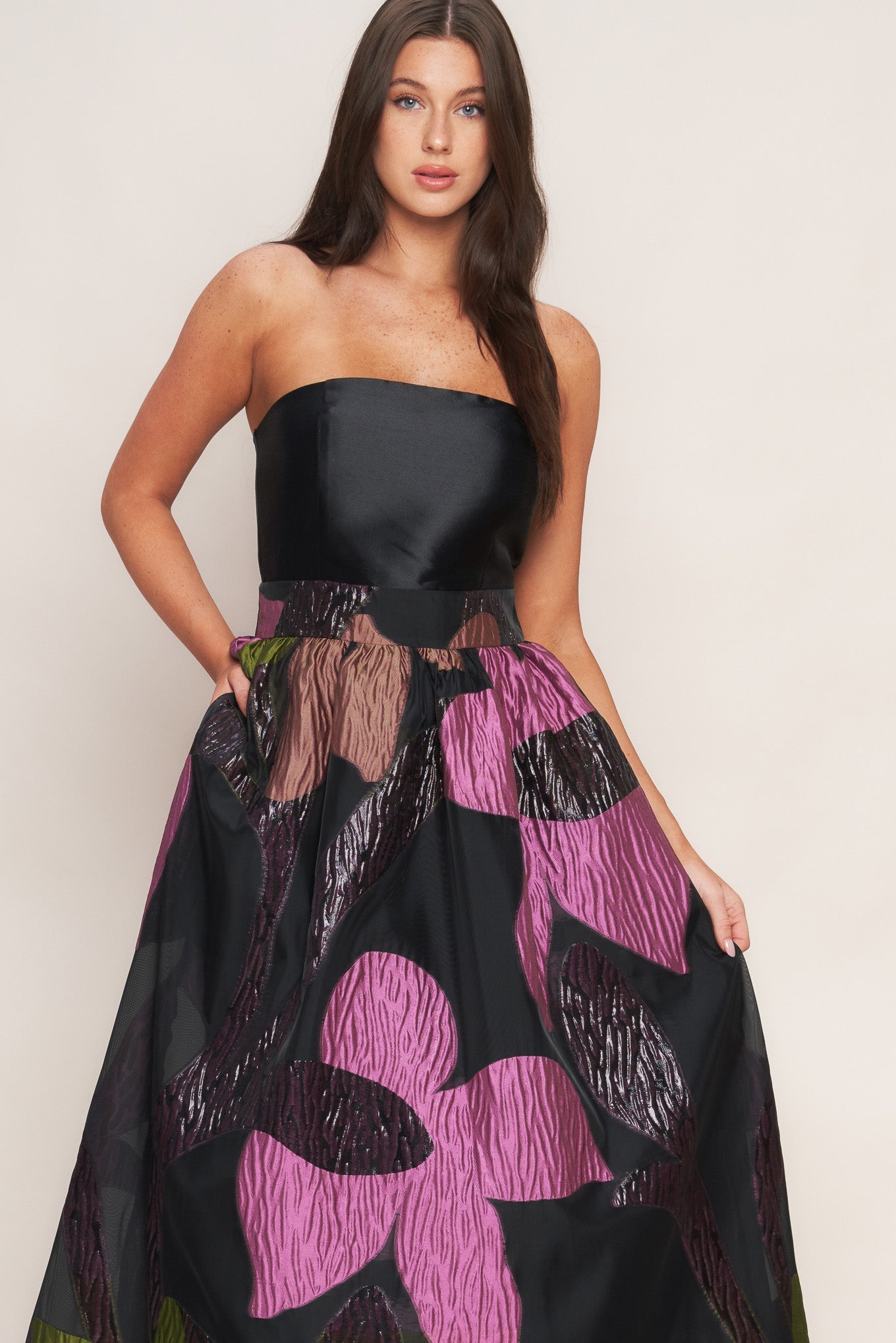 Size Small, ABSTRACT ROSE BLACK MIDI DRESS - FINAL SALE