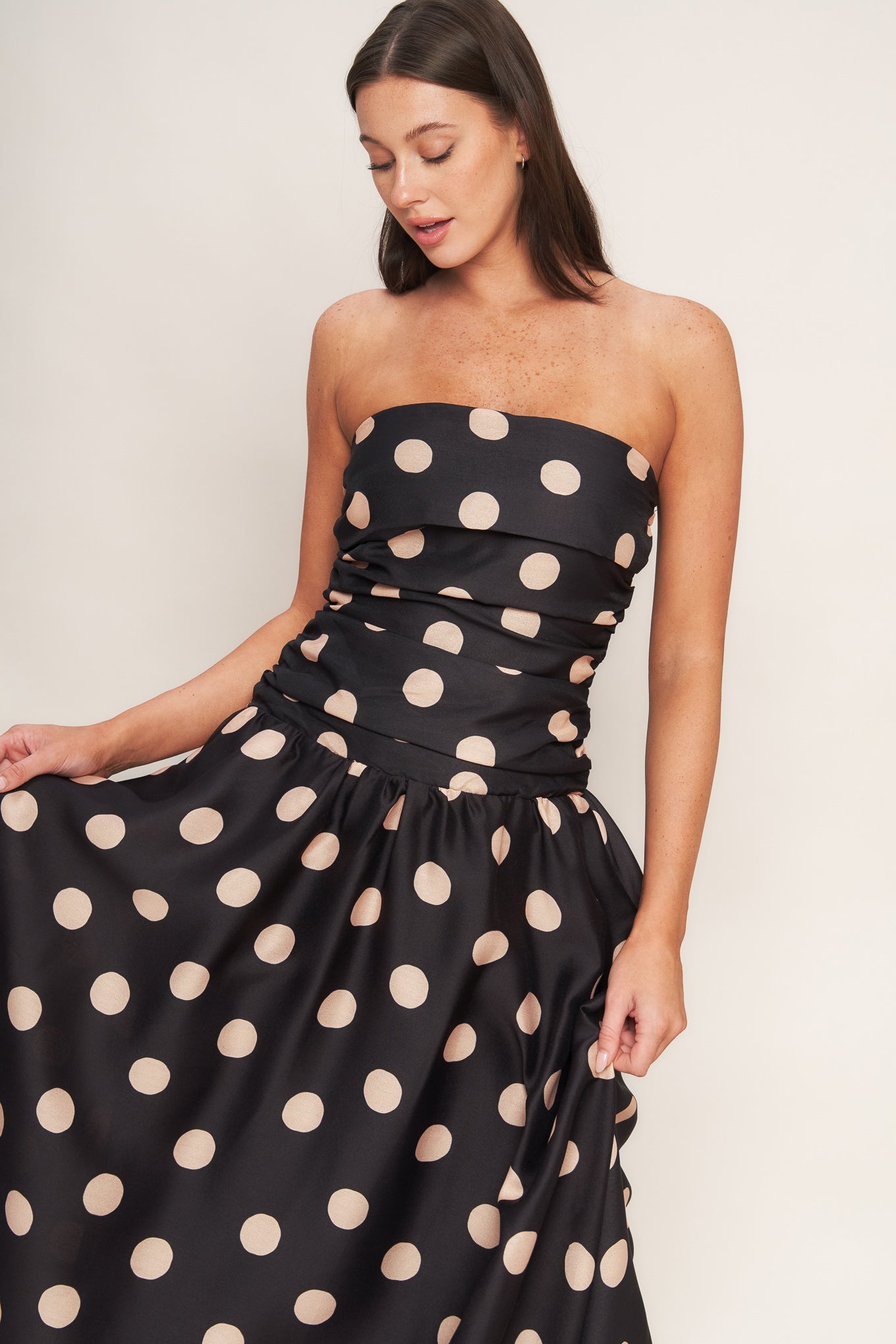 Size Medium, SPOTLIGHT HOUR POLKA DOT MIDI DRESS - FINAL SALE