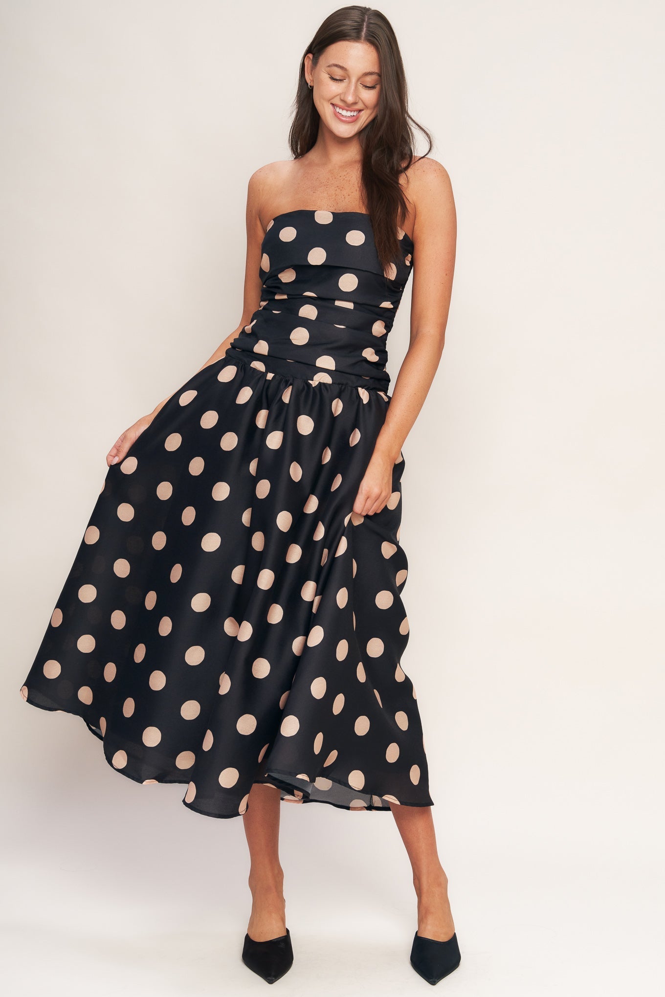 Size Medium, SPOTLIGHT HOUR POLKA DOT MIDI DRESS - FINAL SALE