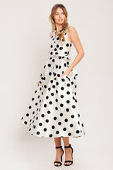 CAFÉ NOIR POLKA DOT MIDI DRESS - FINAL SALE