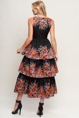 THE BOTANICAL BALL BLACK MIDI DRESS
