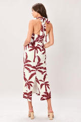 PALM SIREN TROPICAL PRINT MIDI DRESS