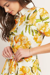 UPLIFTING PALETTE YELLOW FLORAL MIDI DRESS