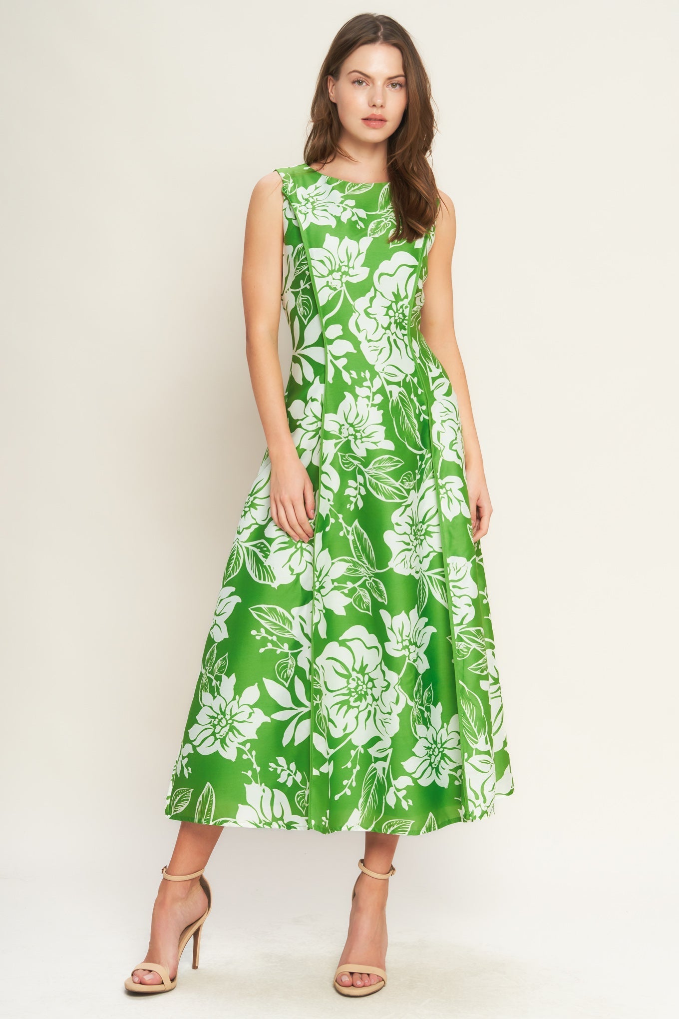 GARDEN GODDESS GREEN MIDI DRESS - FINAL SALE