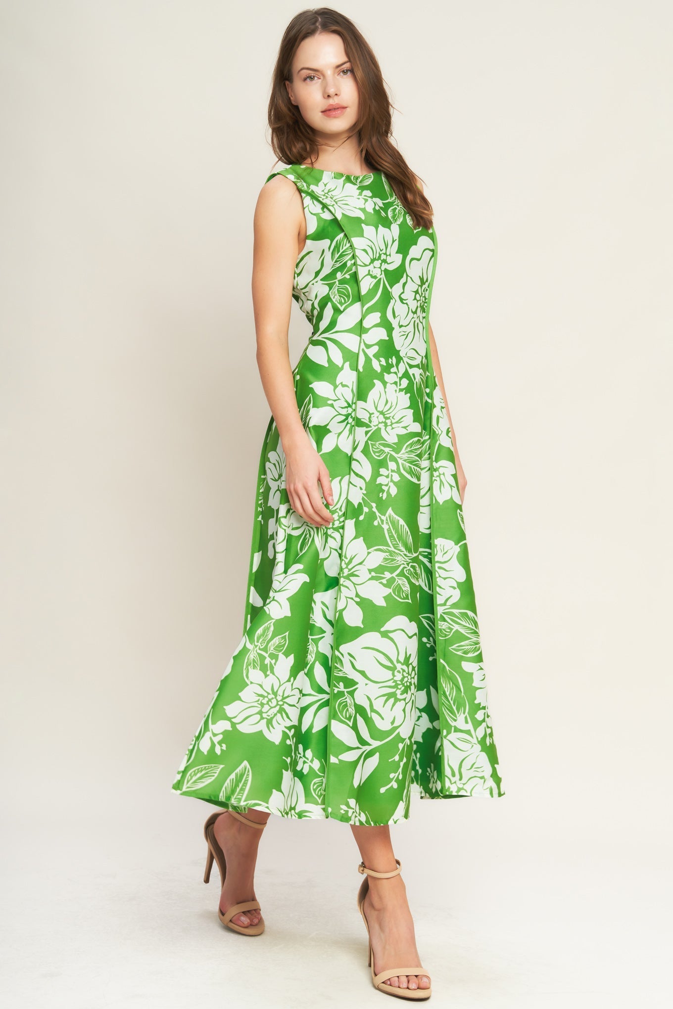GARDEN GODDESS GREEN MIDI DRESS - FINAL SALE
