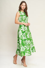 GARDEN GODDESS GREEN MIDI DRESS - FINAL SALE