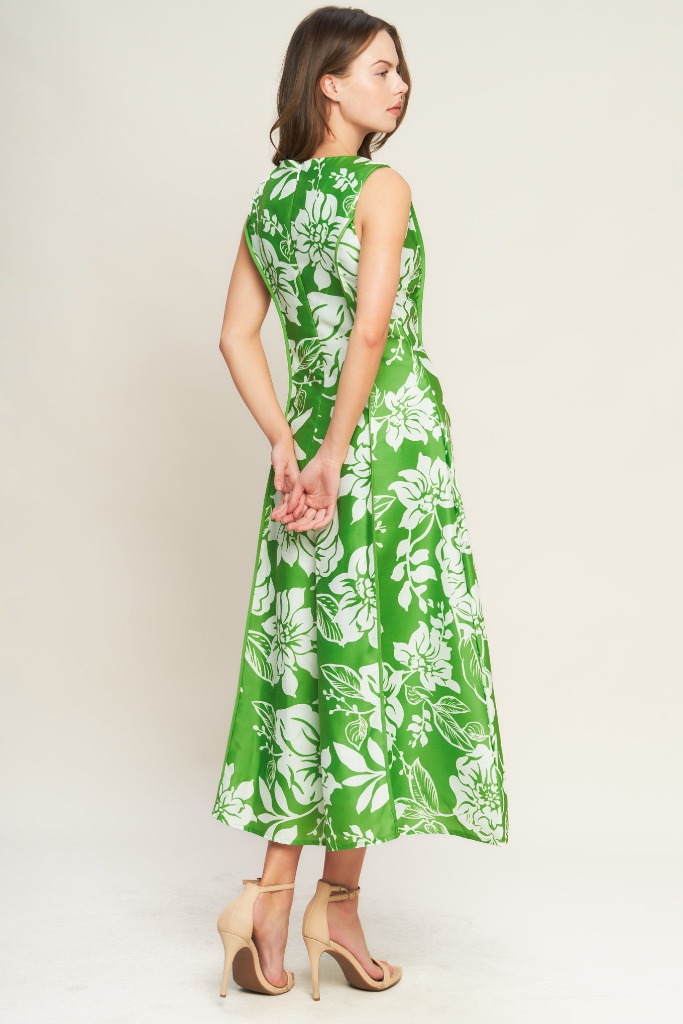 GARDEN GODDESS GREEN MIDI DRESS - FINAL SALE