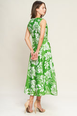 GARDEN GODDESS GREEN MIDI DRESS - FINAL SALE