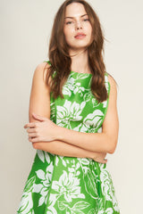 GARDEN GODDESS GREEN MIDI DRESS - FINAL SALE