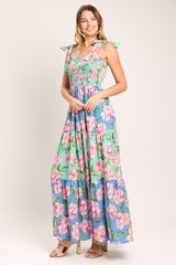 PASTEL GLOW FLORAL MAXI DRESS