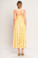 GOLDEN SUMMER POLKA DOT YELLOW MIDI DRESS