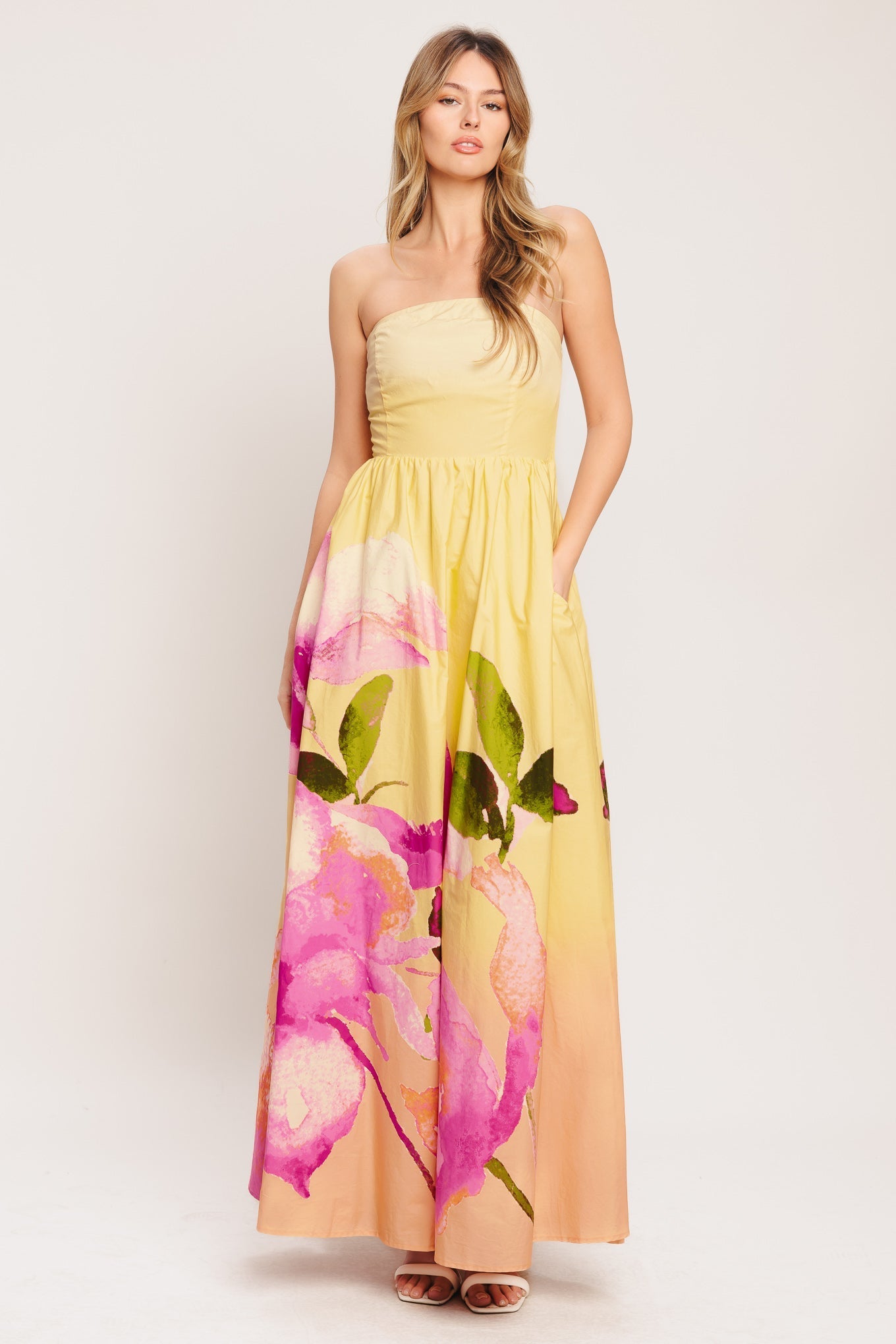 DREAMY OMBRE LIGHT YELLOW MAXI DRESS - FINAL SALE