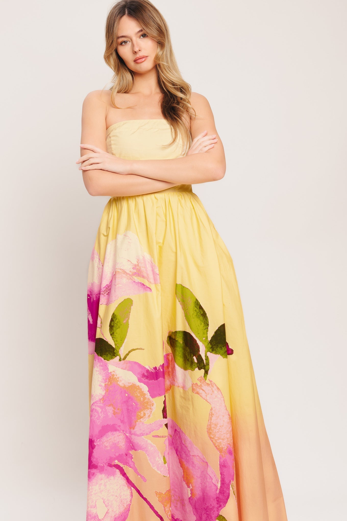 DREAMY OMBRE LIGHT YELLOW MAXI DRESS - FINAL SALE