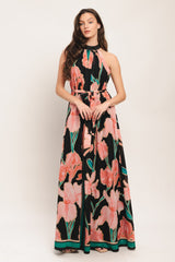 GARDEN NOIR BLACK FLORAL MAXI DRESS