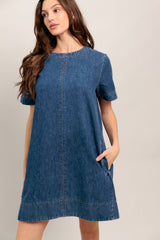 SIMPLY PUT TOGETHER DENIM MINI DRESS - FINAL SALE