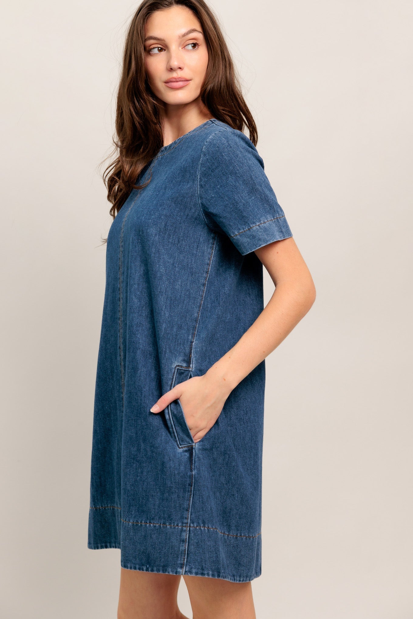 SIMPLY PUT TOGETHER DENIM MINI DRESS - FINAL SALE