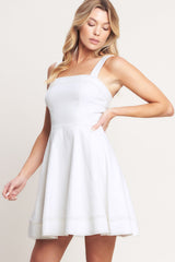 FIRST DATE FEELS WHITE TWILL MINI DRESS - FINAL SALE