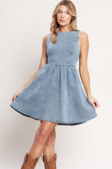 CASUAL POLISHED DENIM MINI DRESS - FINAL SALE