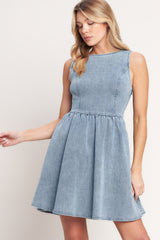 CASUAL POLISHED DENIM MINI DRESS - FINAL SALE