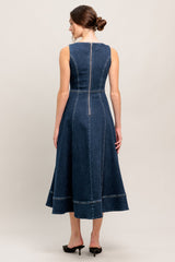 SIMPLE STATEMENT DENIM MIDI DRESS