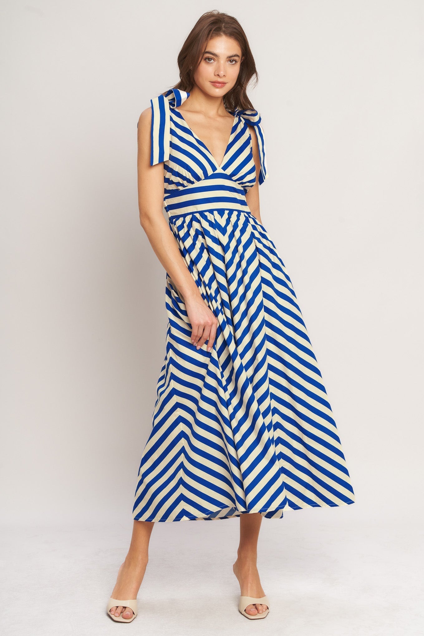BLUE VOYAGE STRIPE MIDI DRESS - FINAL SALE