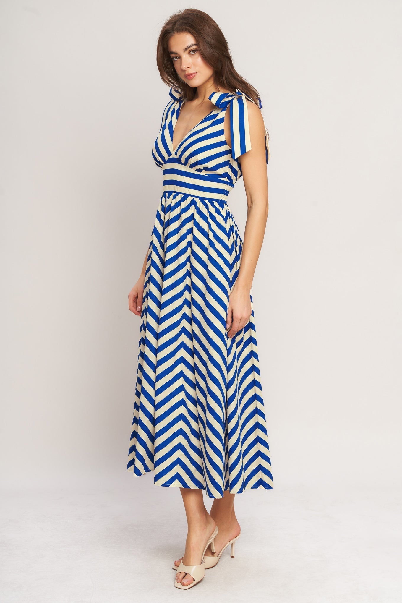 BLUE VOYAGE STRIPE MIDI DRESS - FINAL SALE