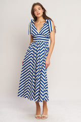 BLUE VOYAGE STRIPE MIDI DRESS - FINAL SALE