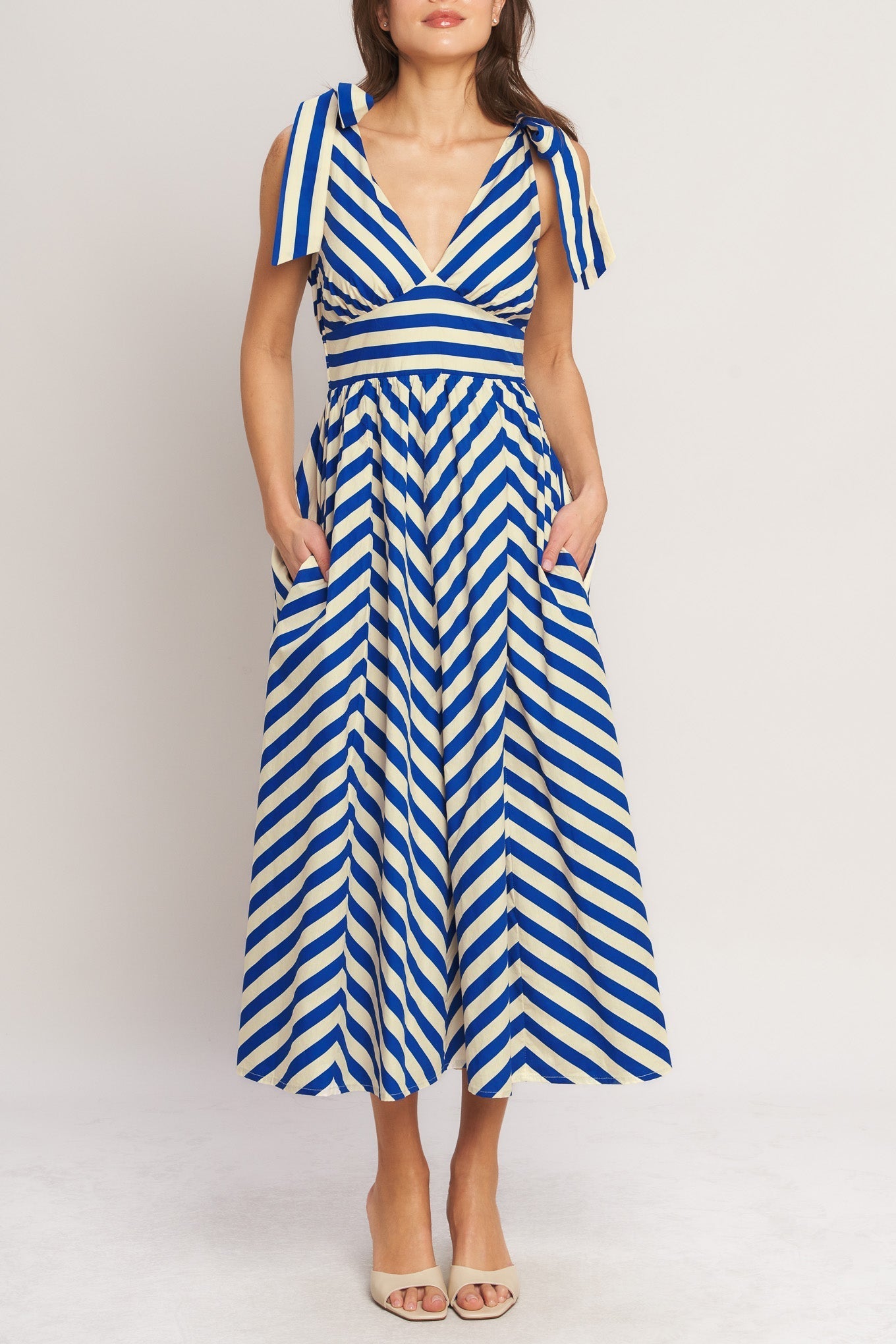 BLUE VOYAGE STRIPE MIDI DRESS - FINAL SALE