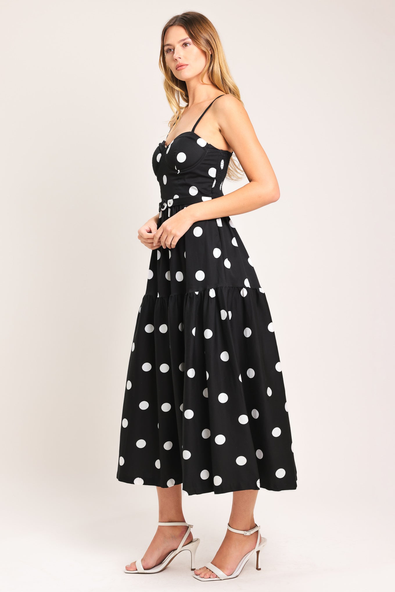MONROE DOT BLACK & WHITE MIDI DRESS