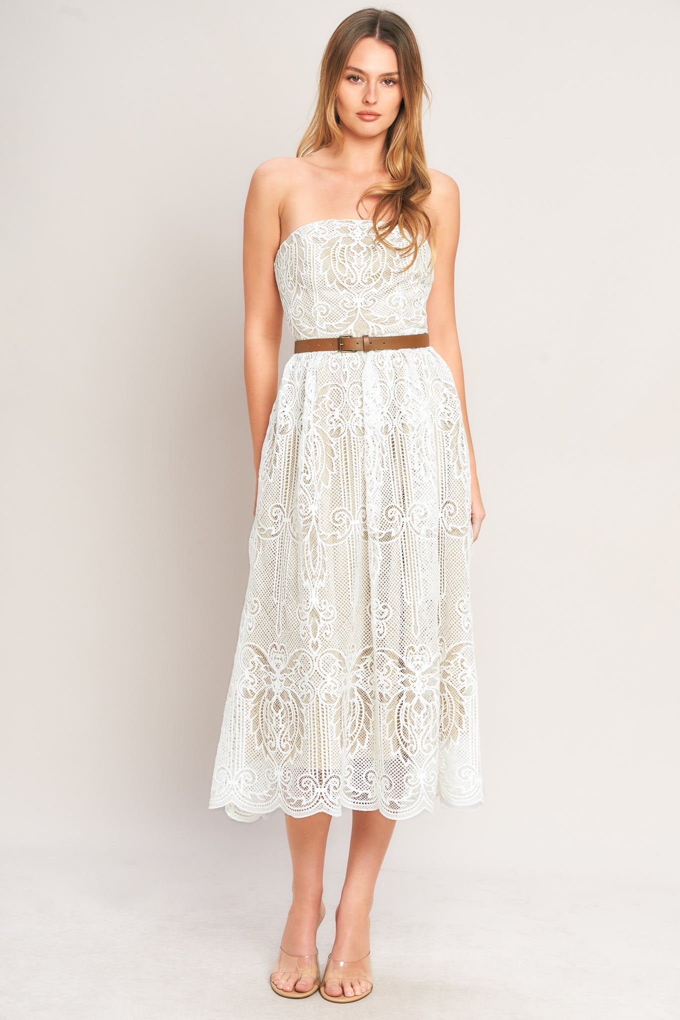 ELEGANT GARDEN LACE MIDI DRESS - FINAL SALE