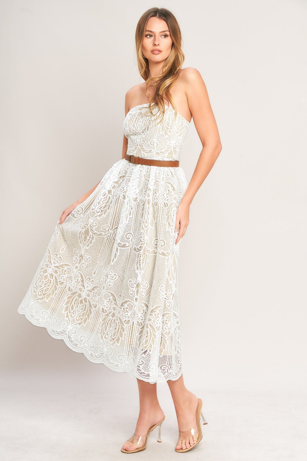 ELEGANT GARDEN LACE MIDI DRESS - FINAL SALE