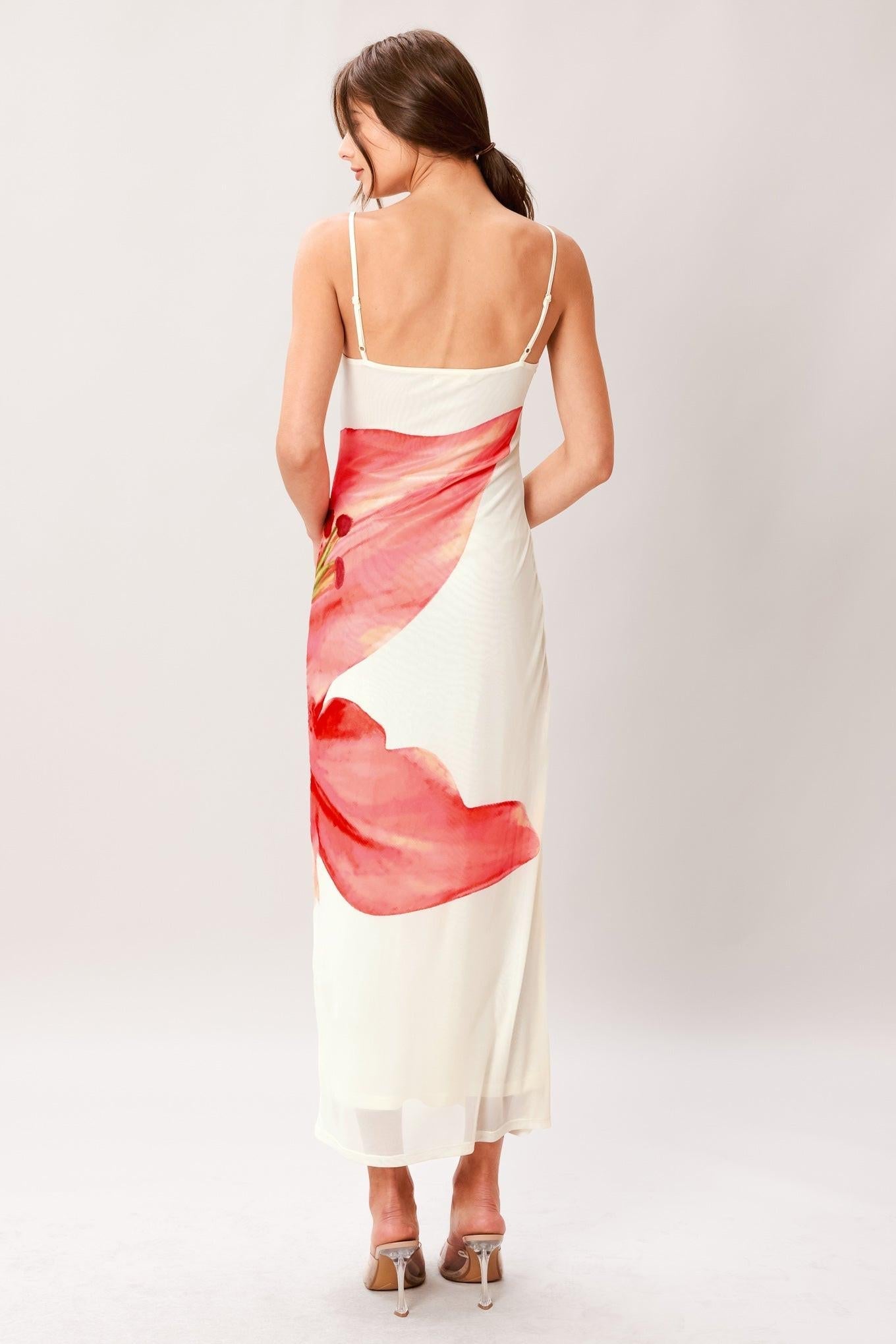 BLOOM STATEMENT POWER MESH CAMI MIDI DRESS - FINAL SALE
