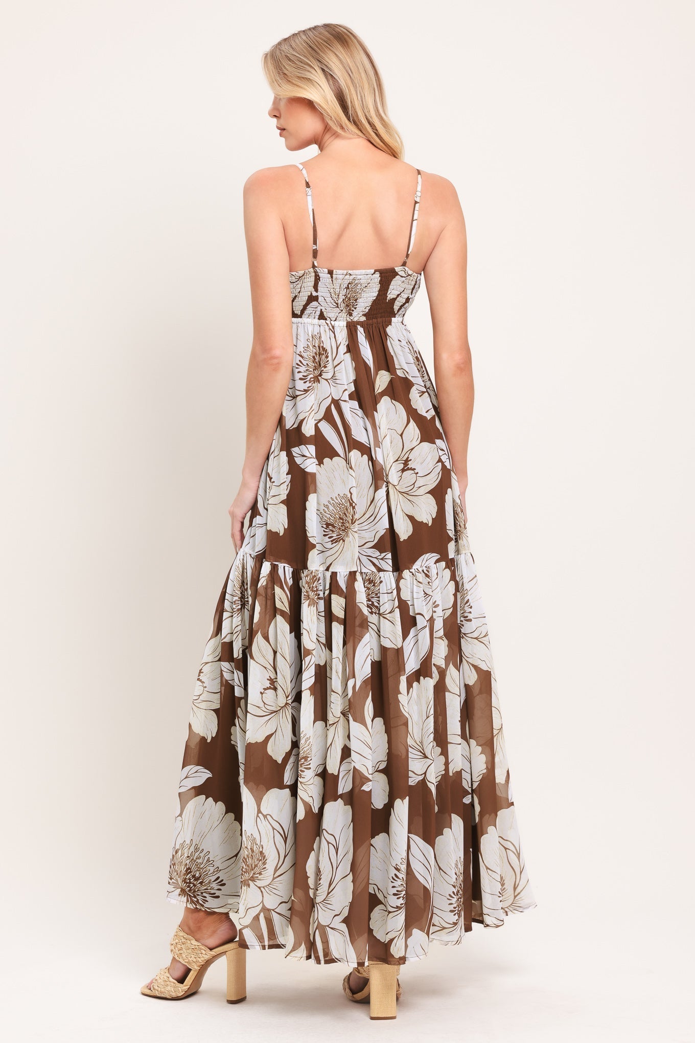 DESERT BLOOM BROWN FLORAL MAXI DRESS - FINAL SALE