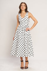 VINTAGE WHISPER POLKA DOT MIDI DRESS - FINAL SALE