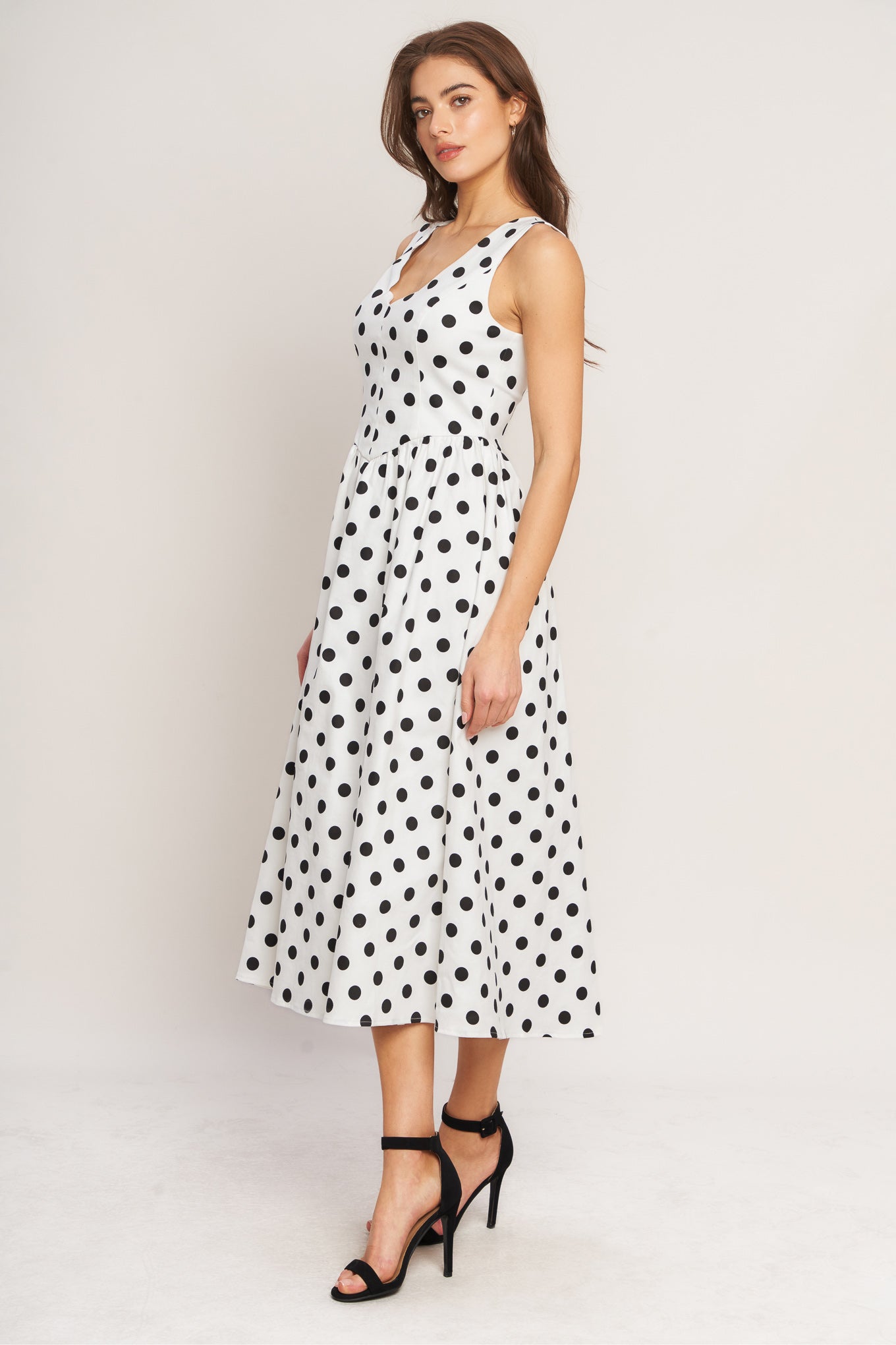 VINTAGE WHISPER POLKA DOT MIDI DRESS - FINAL SALE