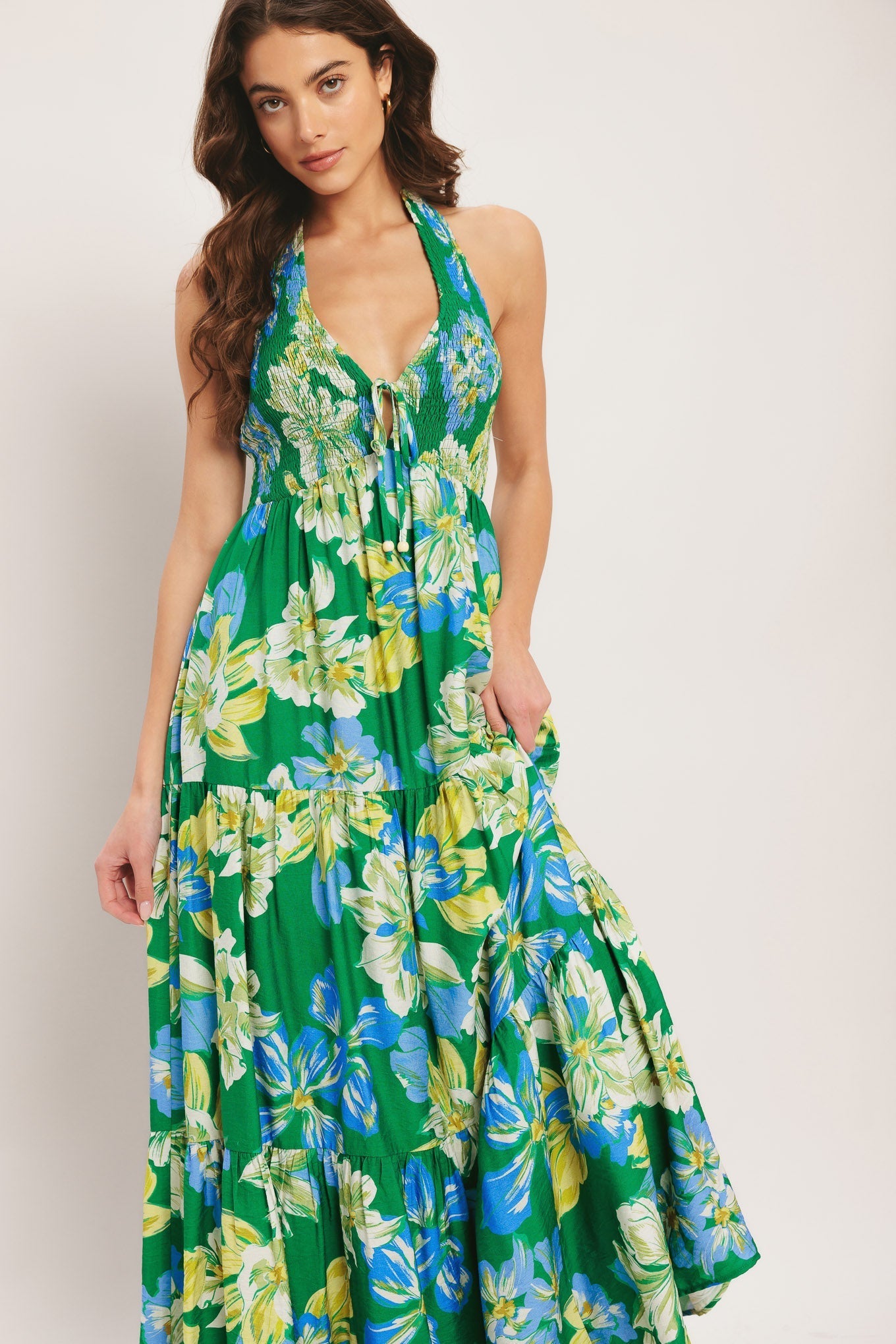 PALM SHORE BLOOM GREEN MAXI DRESS - FINAL SALE