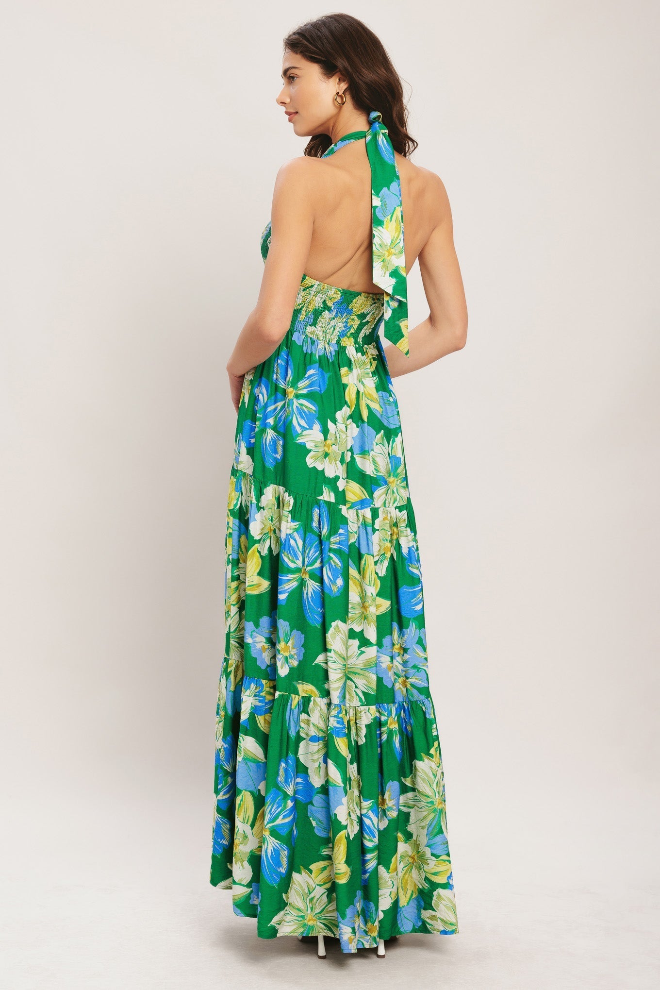 PALM SHORE BLOOM GREEN MAXI DRESS - FINAL SALE