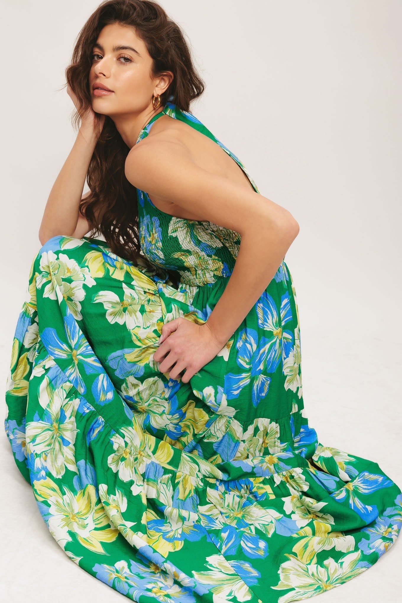 PALM SHORE BLOOM GREEN MAXI DRESS - FINAL SALE