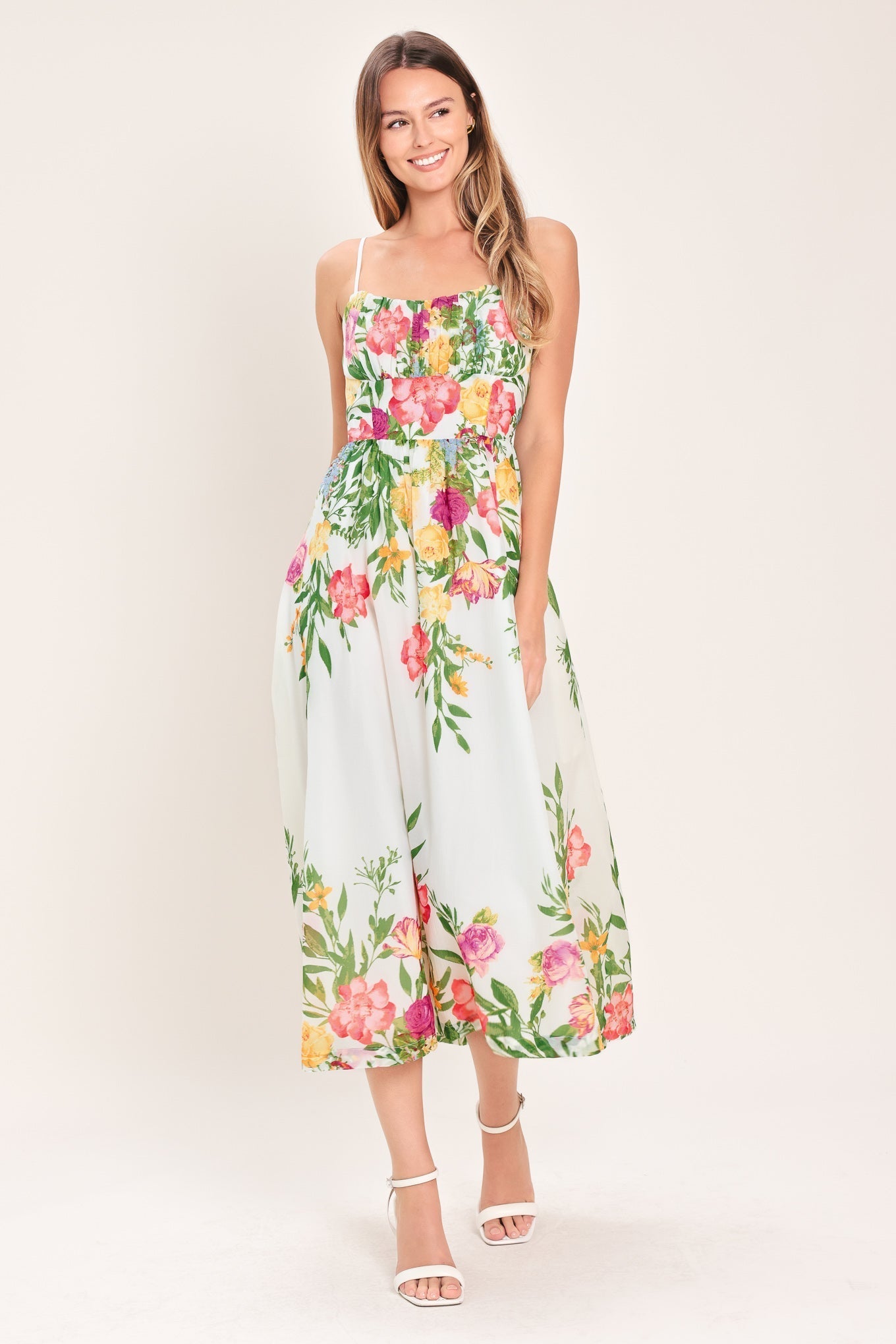 SHADOW FLORAL MIDI DRESS